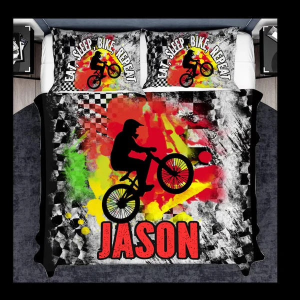 Enhanced Personalized Mountain Bike Doona Cover Set – Custom Bedding for Cycling Lovers Minimalist