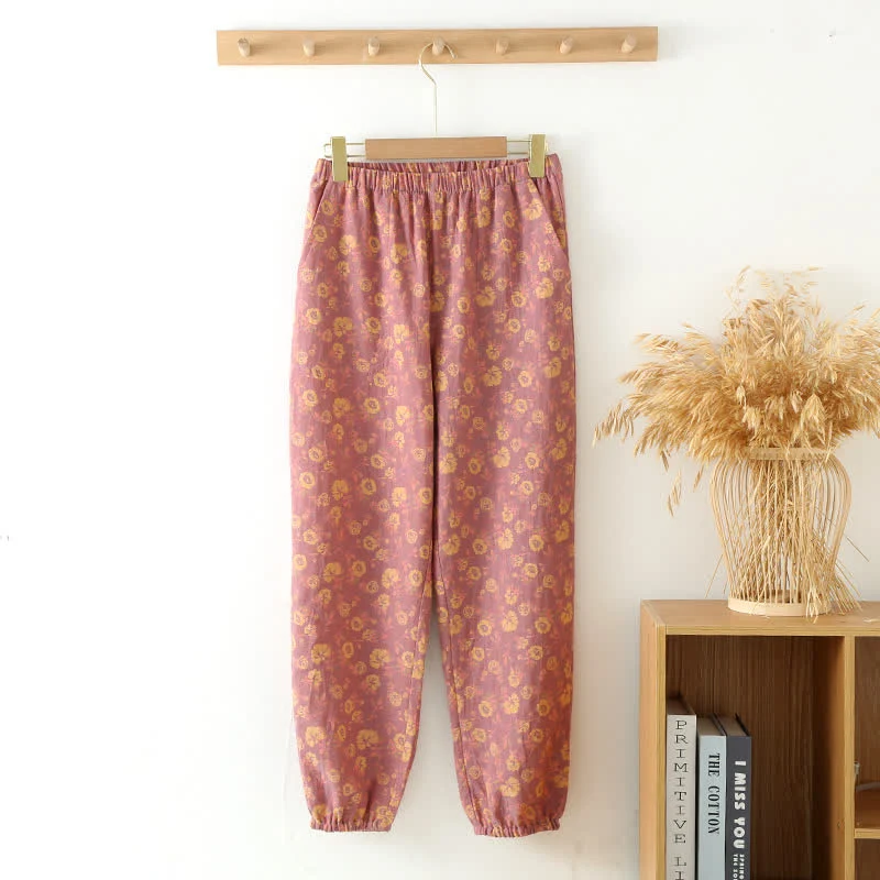 Contemporary Ownkoti Rose Cotton Gauze Jogger Pajama Pants Organic