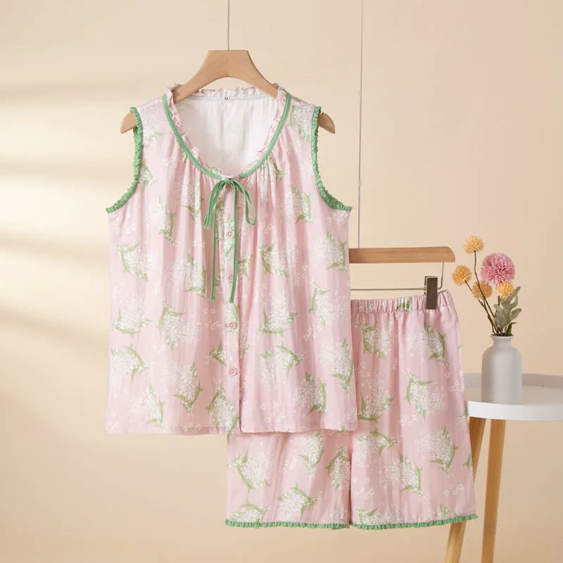 World-Class Ownkoti Baby 39 s Breath Cotton Gauze Sleeveless Pajama Set Fast