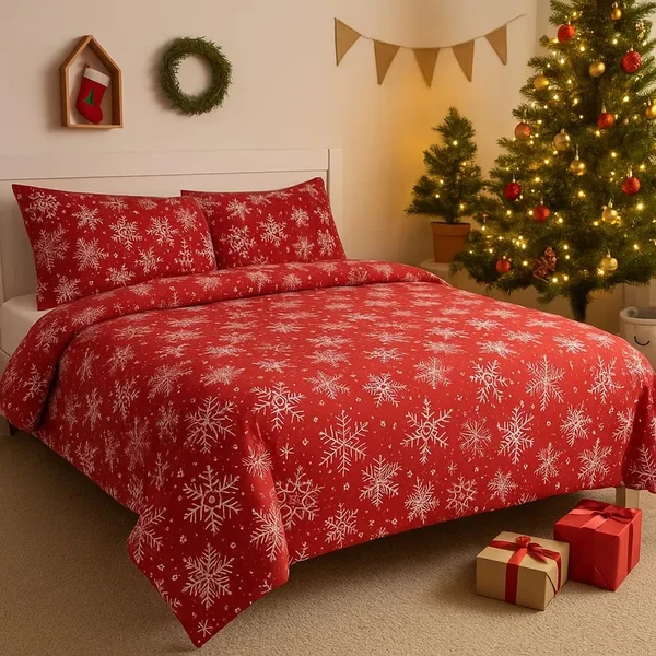 Elite Winter Theme Doona Cover – Snowman Reindeer Gingerbread amp Snowflakes Design Consistent