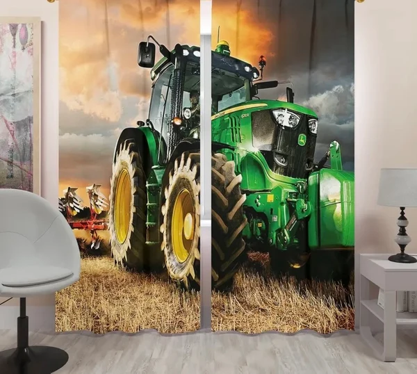Artisan John Deere Tractor Window Curtains Farm-Inspired Home Decor Luxury
