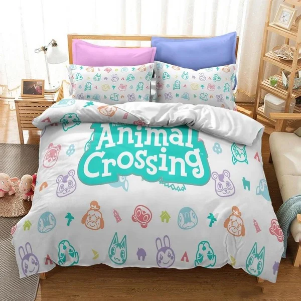 Convenient Animal Crossing 3D Cartoon Bedding Set – Kids Game Duvet Cover Trendy