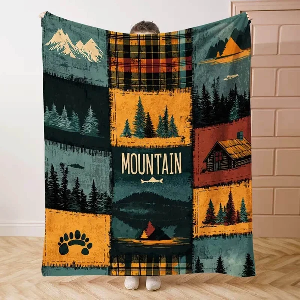 Selected Camping Throw Blanket – Happy Camper Soft Flannel Blanket for Sofa Bed amp Outdoor Travel Top-Quality