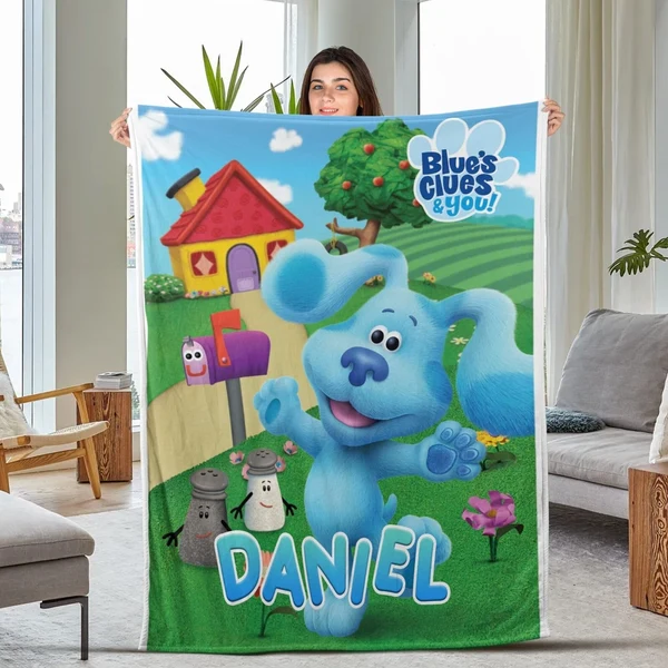 Powerful Personalized Blue s Clues Blanket – Custom Cartoon Flannel Throw for Kids Bedroom Responsible