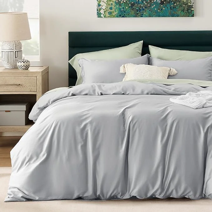 Prestigious Bedsure Cooling Duvet Cover King Size – Moisture Wicking and Silky Eucalyptus Lyocell Cotton Hybrid Comforter Cover Set for Hot Sleeper – Buttery Soft and Breathable Cooling Bedding Set Silver Grey Exclusive