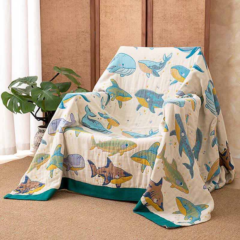 Smart Ownkoti Ocean Whale Dolphin Cotton Blanket Lightweight