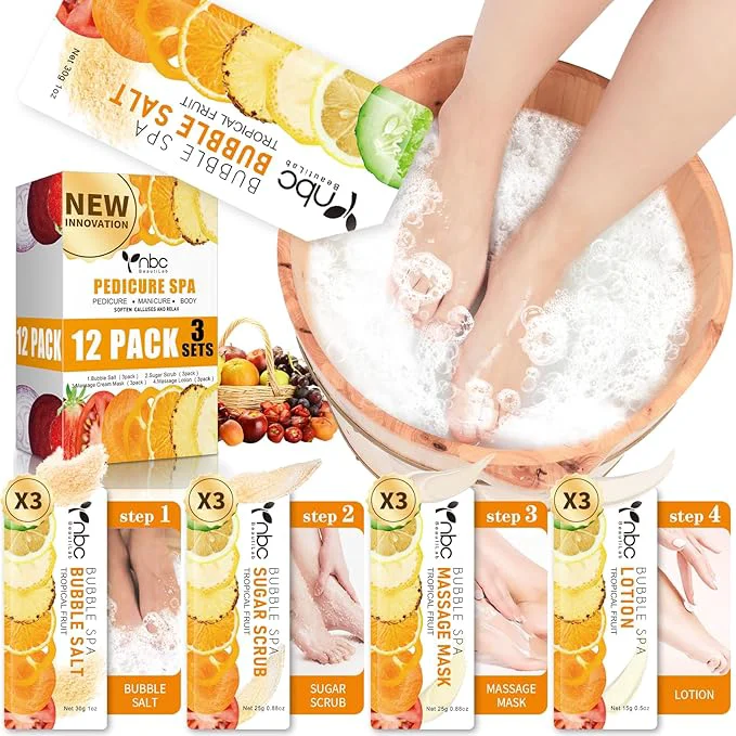 High-Quality Pedicure Kit Foot Soak Set Bubble Salt Sugar Scrub Massage Mask Massage Reliable