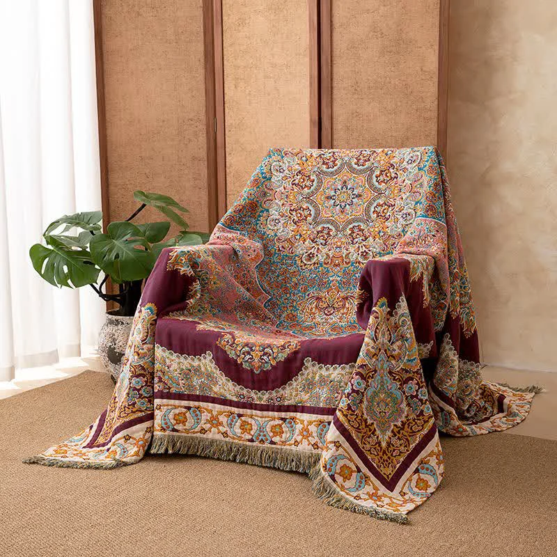 Exceptional Ownkoti Retro Ethnic Tassel Cotton Blanket High-Quality
