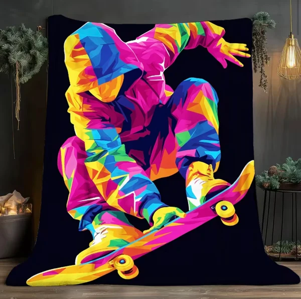 Minimalist Skateboard Hip Hop Blanket – Urban Skateboard Throw Blanket for Kids amp Teens User-Friendly