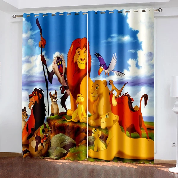 Traditional The Lion King Simba Blackout Curtains – 3D Kids Bedroom Window Drapes Carefully Designed