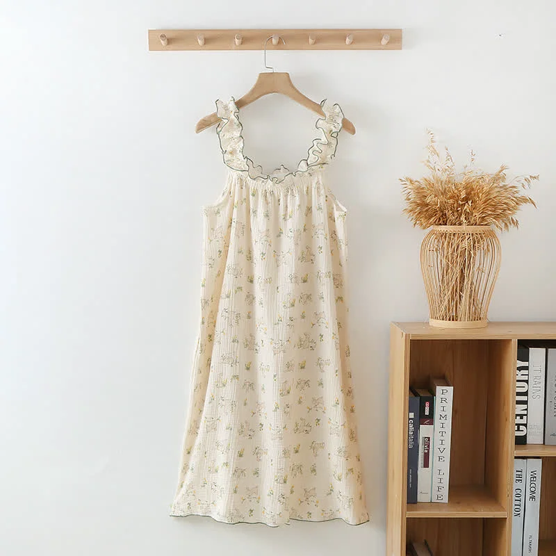 Comfortable Ownkoti Cotton Ruffle Bunny Cami Nightgown World-Class