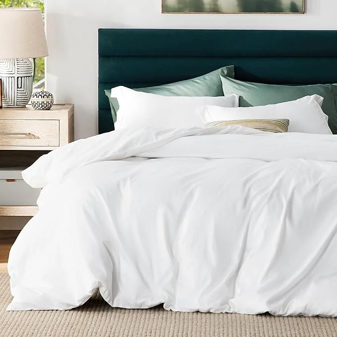 Green Bedsure Duvet Cover King Size – Moisture-Wicking Silky Eucalyptus Lyocell Cotton Hybrid Comforter Cover Set for Hot Sleeper – GentleSoft™ and Breathable Cooling Bedding Set Bright White Innovative