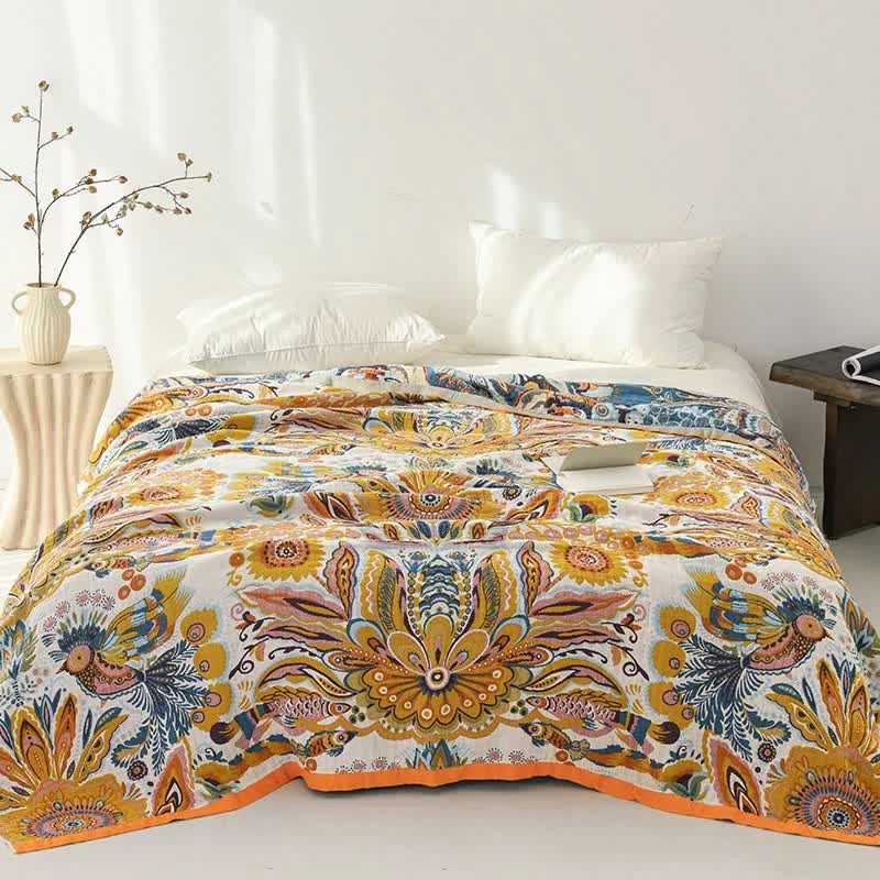 Trusted Ownkoti Tropical Floral Pure Cotton Quilt Blanket Breathable
