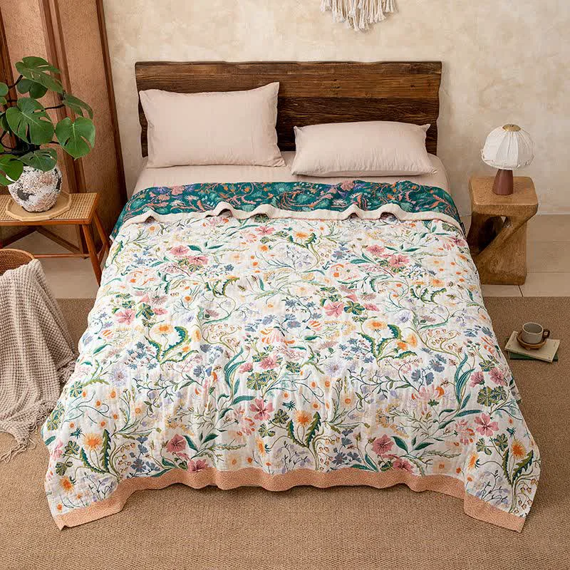 Unique Ownkoti Botanical Floral Pure Cotton Quilt Blanket Expertly Made