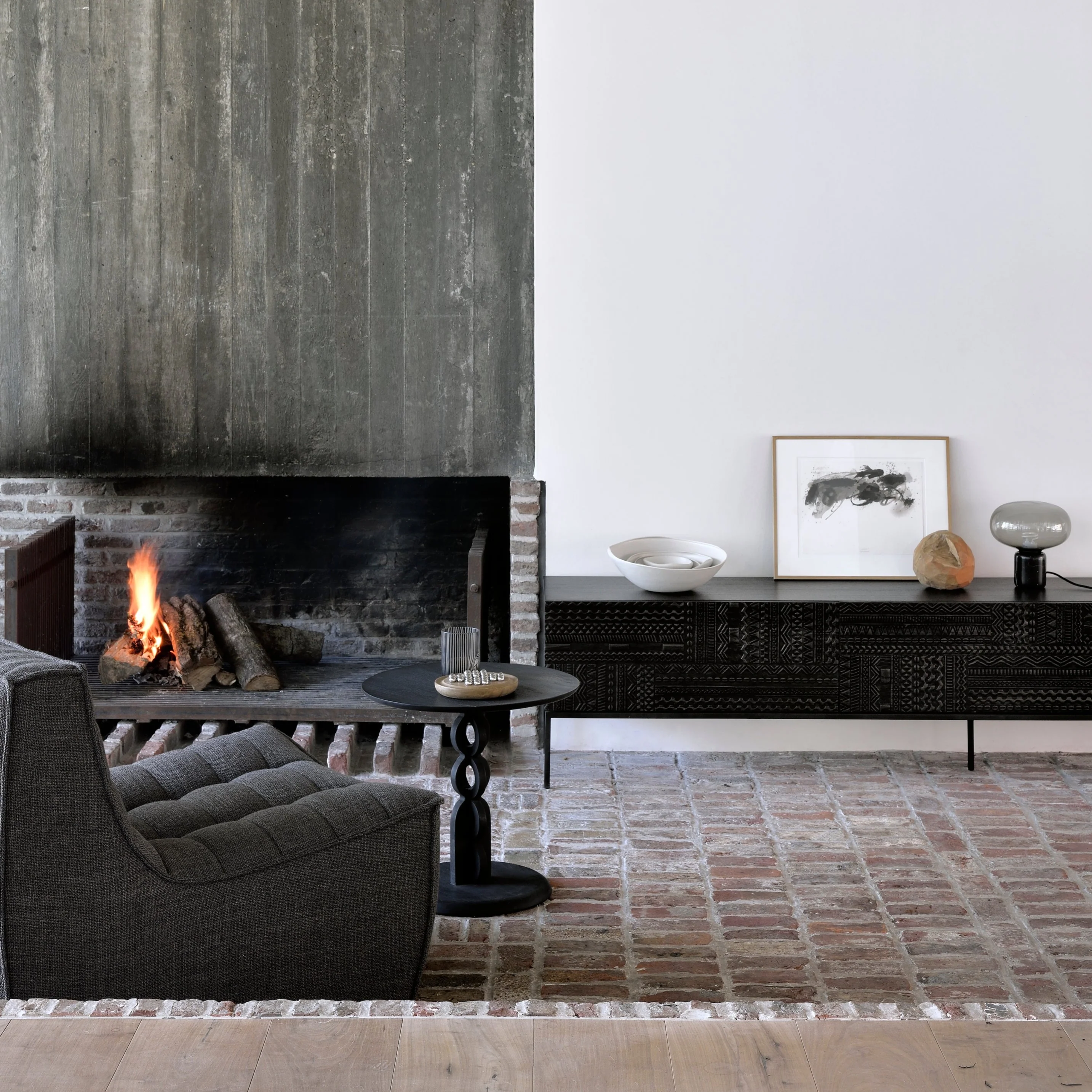 Casual Tabwa Black Teak Media Console 63 quot Refined