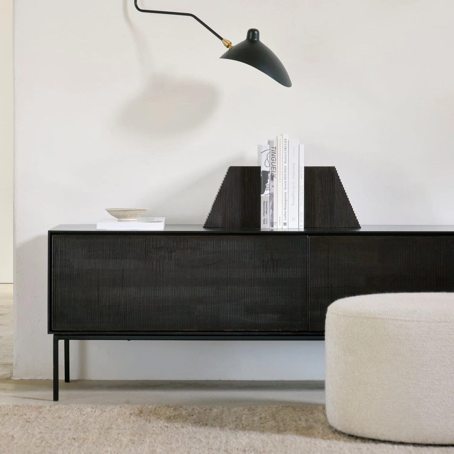 Reliable Grooves Solid Teak Media Console 64 quot Modern