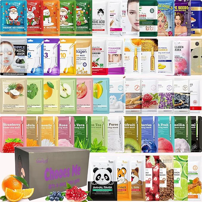 Trusted 55 Pack Collagen Face Masks Skincare Bulk Sheet Masks Variety Set Fast