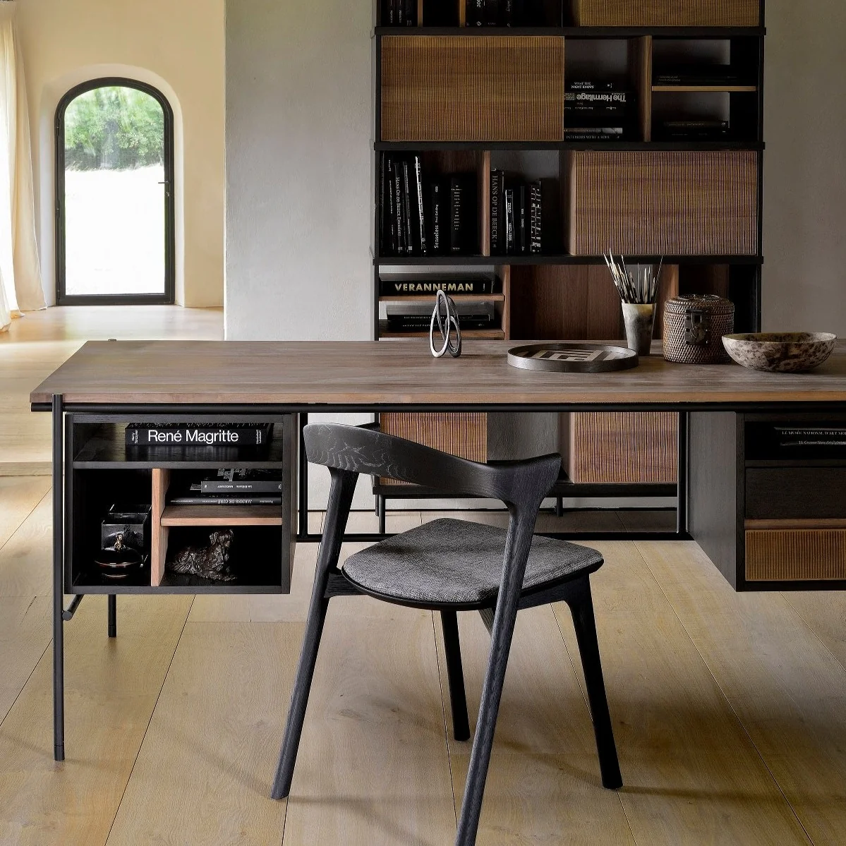 Convenient Oscar Solid Teak Desk with 2 Drawers High-Performance