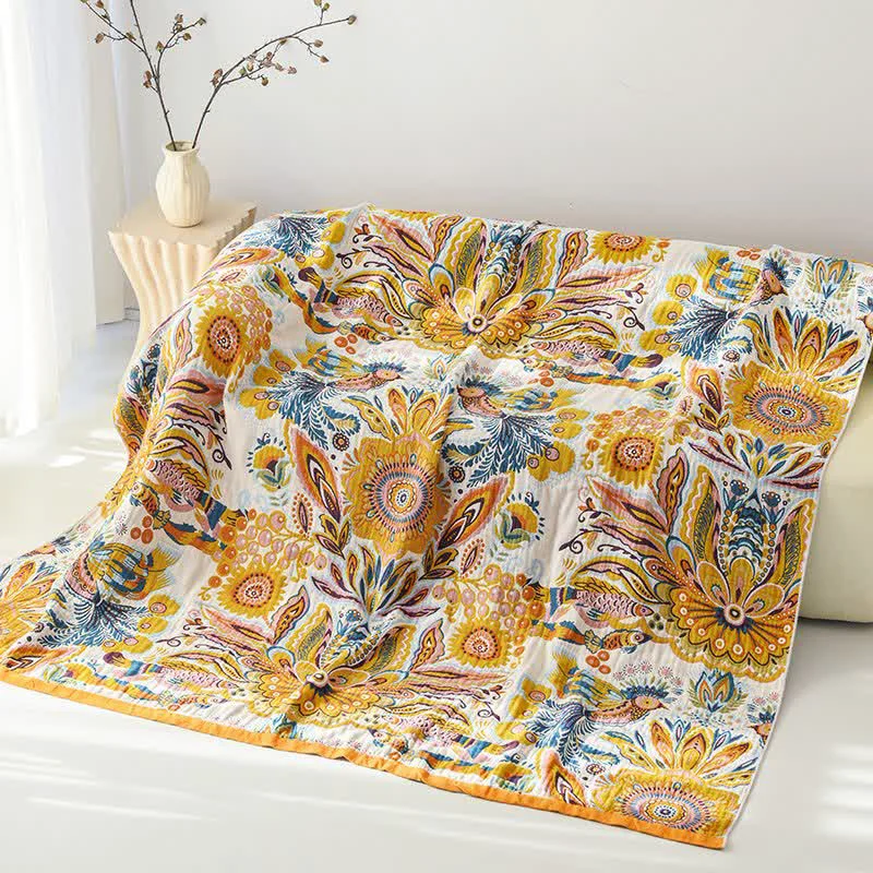 Solid Ownkoti Tropical Floral Pure Cotton Blanket Innovative
