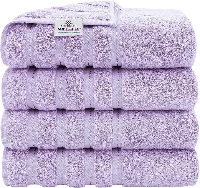 Breathable American Soft Linen Luxury 4 Piece Bath Towel Set 600 GSM Cotton Turkish Unique