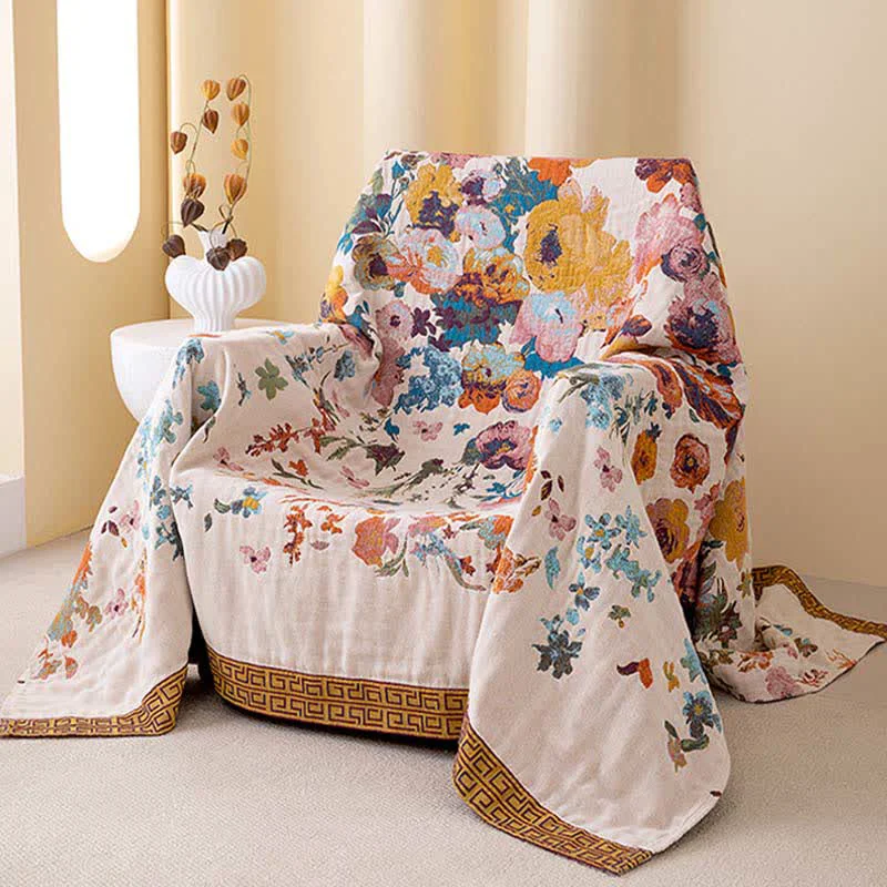 Sustainable Ownkoti Floral Garden Pure Cotton Blanket Smart