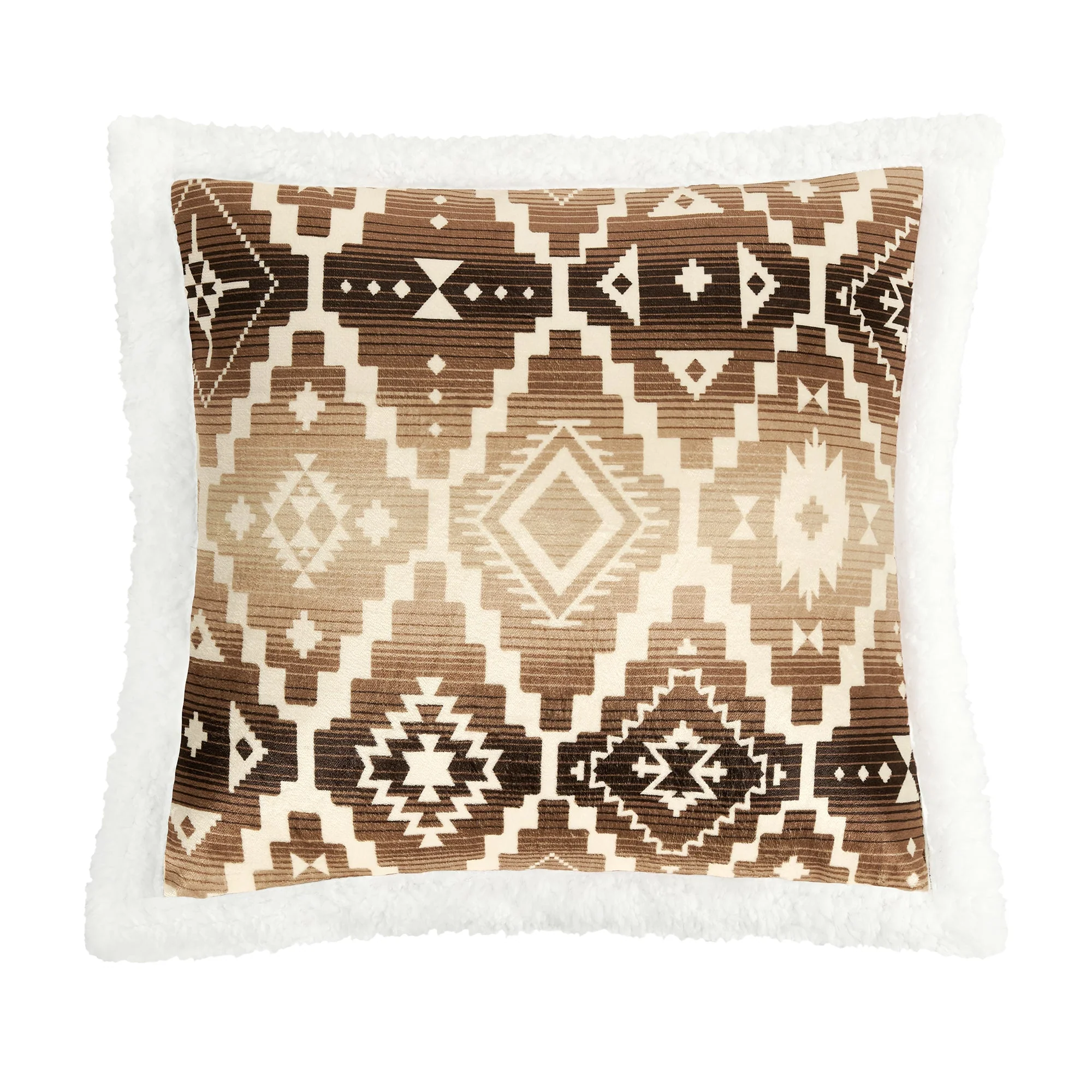 Recyclable Chalet Aztec Campfire Sherpa Pillow Clean
