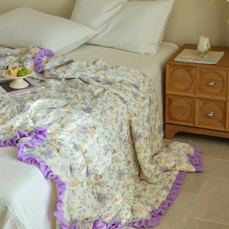 Genuine Ownkoti Purple Floral amp Bunny Ruffled Summer Quilt Verified