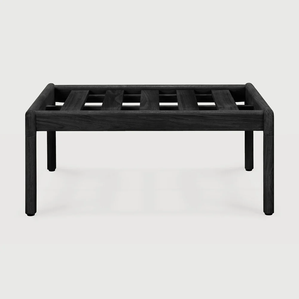 Elegant Jack Solid Black Teak Outdoor Footstool Frame Flexible