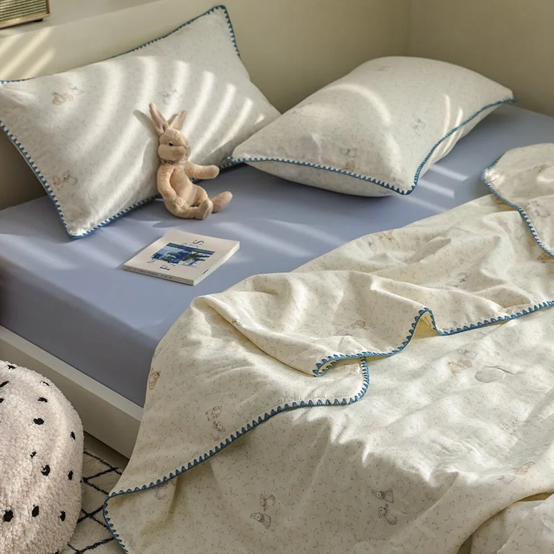 Effective Ownkoti Elegant Leaf amp Bunny Cotton Gauze Bedding Versatile