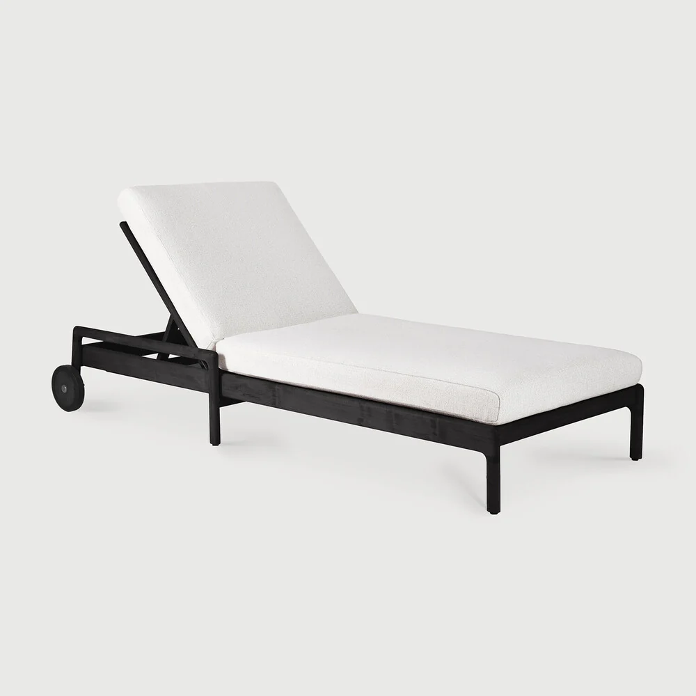 Healthy Jack Solid Black Teak Outdoor Adjustable Lounger Off White Fabric Efficient