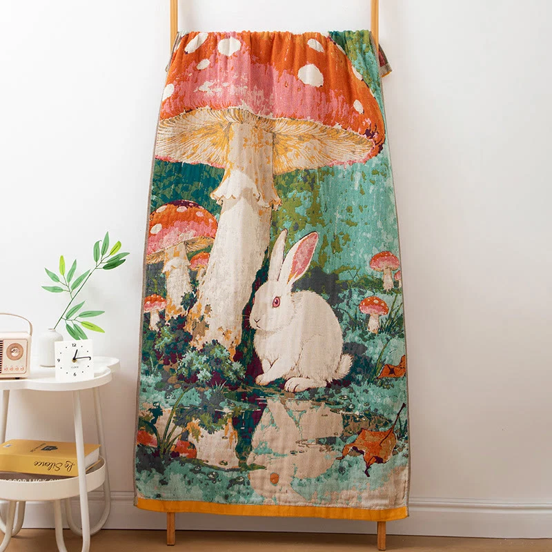 Artisan Ownkoti Mushroom amp Bunny Cotton Gauze Bath Towel Fine
