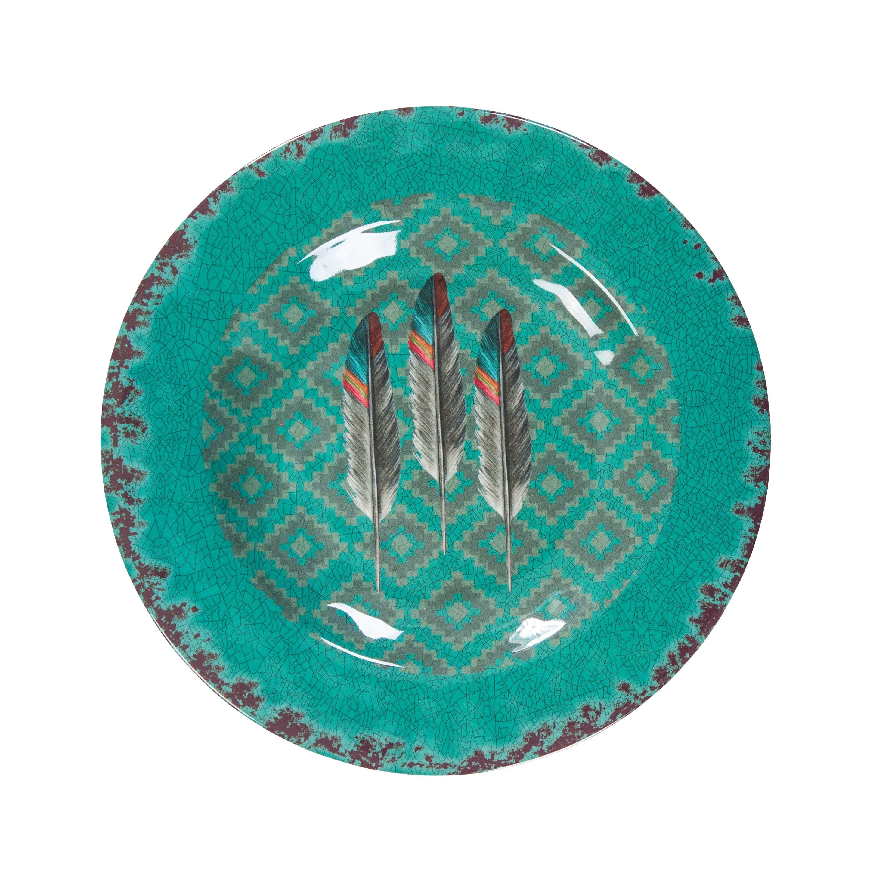Detailed Feather Design Melamine Salad Plate Set 4 Pc Effective