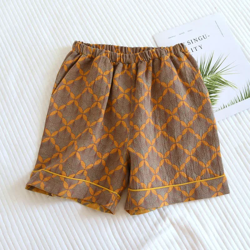 Proven Ownkoti Yellow Plaid Cotton Gauze Pajama Shorts Smooth