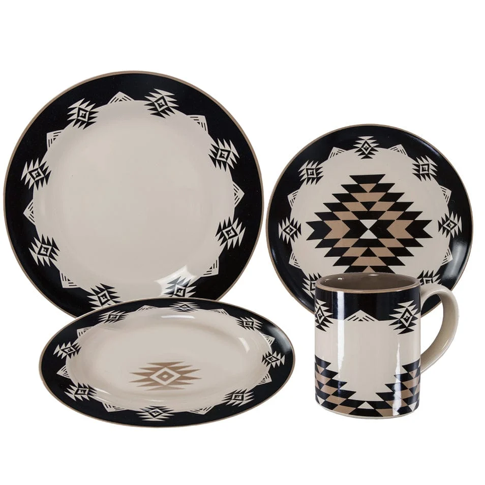 World-Class Chalet Aztec Ceramic Dinnerware Set 16 Pc Top-Quality