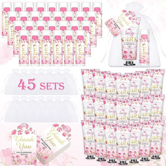 Long-Lasting VISCOO 45 Sets Baby Shower Hand Cream and Lip Balm Gifts Baby Shower Party Carefully Designed