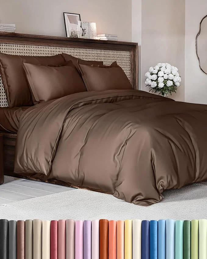 Proven Duvet Cover Full Size Set – Extra Soft Full Duvet Cover 80 quot x 90 quot with 2 Pillow Shams – Hotel Luxury Easy Care and Fade w Zipper Closures amp Ties – All Season Comfy Cozy amp Breathable Brown Professional