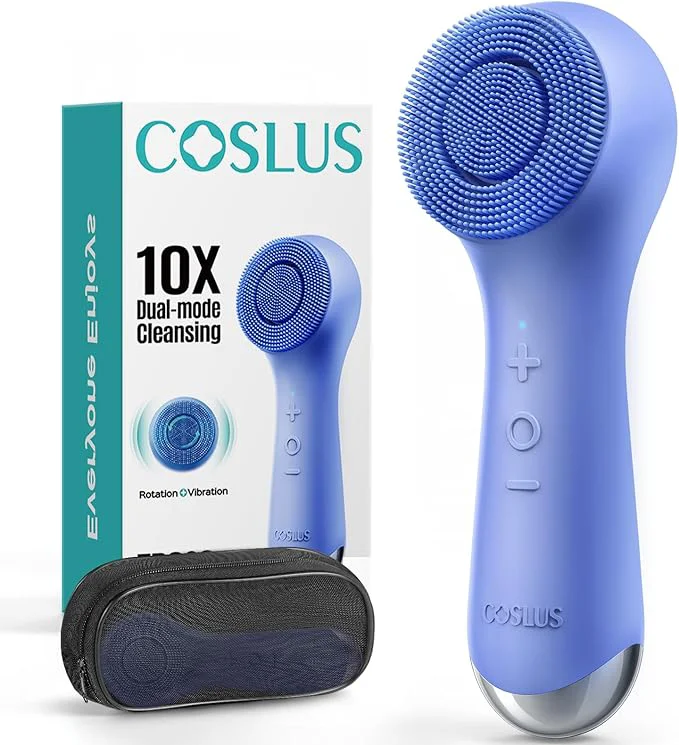 High-Grade COSLUS FBS03 Face Scrubber Facial Cleansing Brush 2 in 1 Spin and Vibration Natural