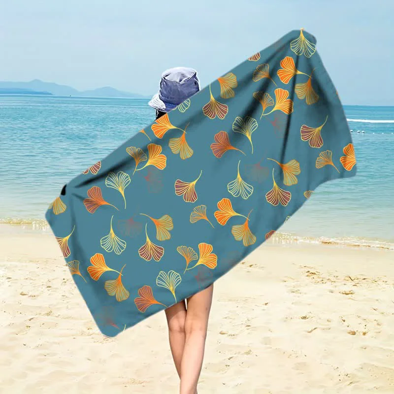 Environmentally Friendly Ownkoti Elegant Ginkgo Leaf Beach Towel Prestigious