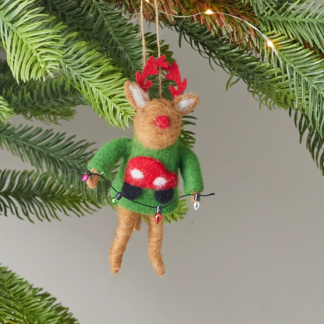 Sophisticated Felt Festive Reindeer Ornament Selected