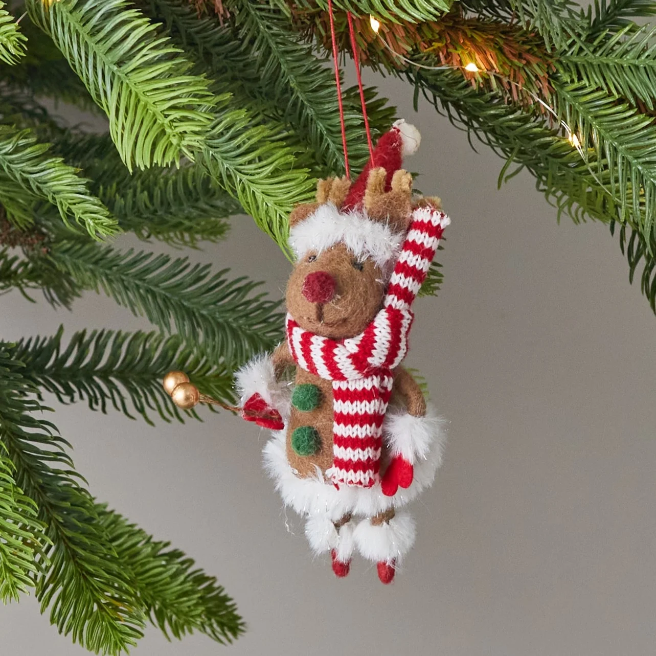 Classic Felt Christmas Reindeer Ornament Sustainable