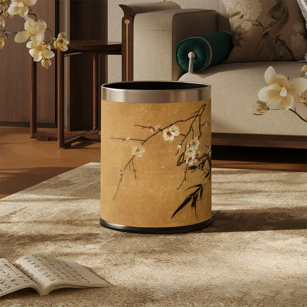 Smooth Ownkoti Oriental Plum Blossom Leather Trash Can Relaxed