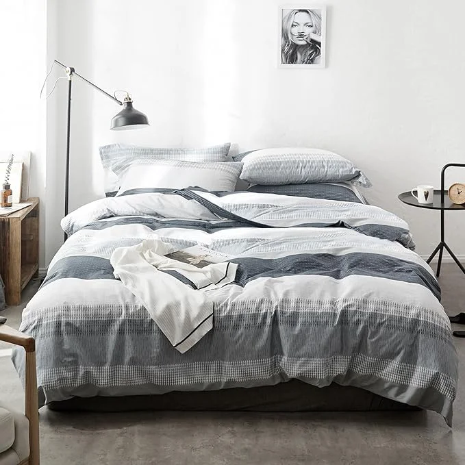 Superior mixinni Comforter Twin XL College Dorm Modern 3 Piece Striped Pattern Comforter Set Men Boys for All Seasons 1 Fluffy Comforter and 2 Pillowcases-Twin XL Size Innovative