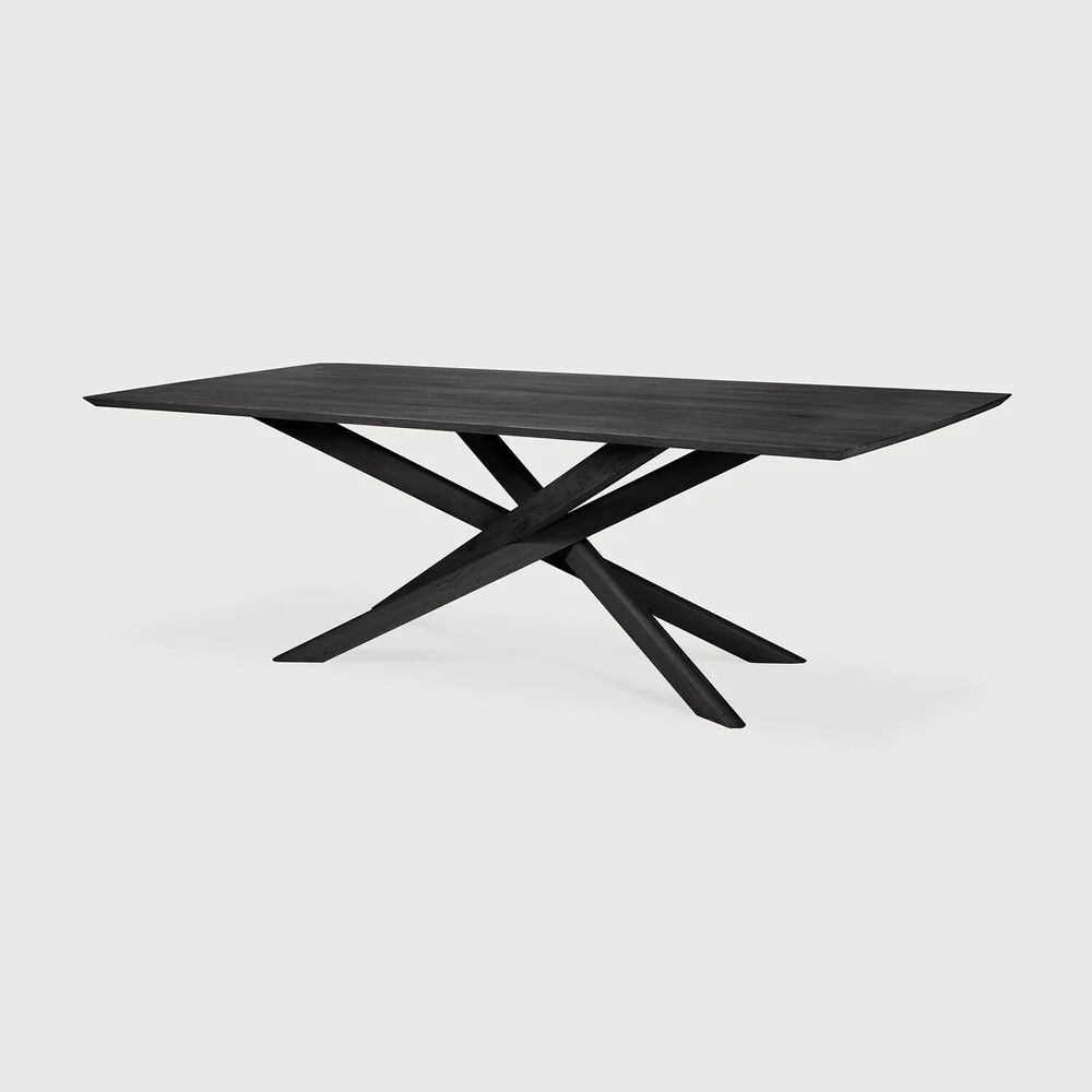 Verified Mikado Dining Table Varnished Oak Black Rectangular Convenient