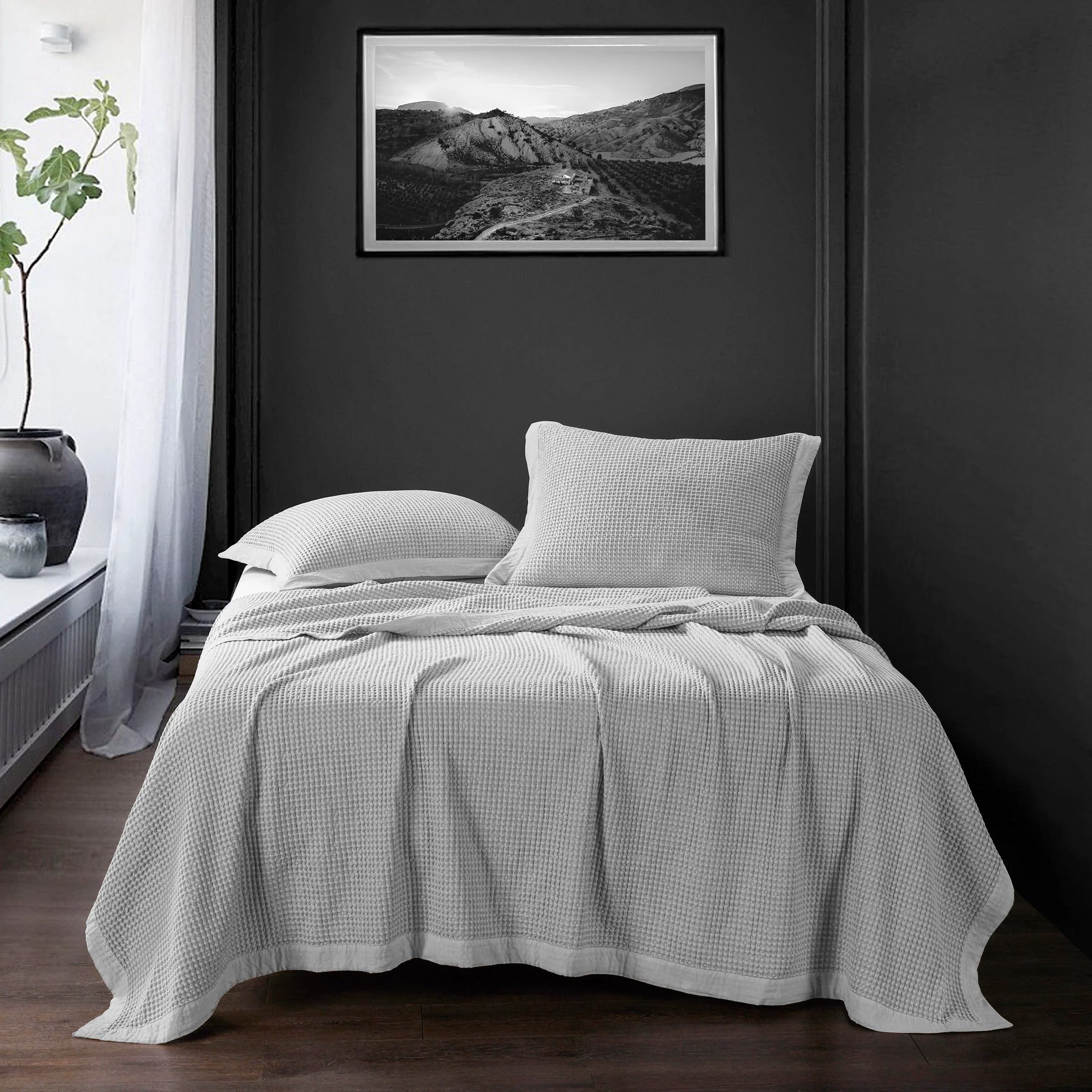 Efficient Stonewashed Cotton Waffle Weave Coverlet Professional