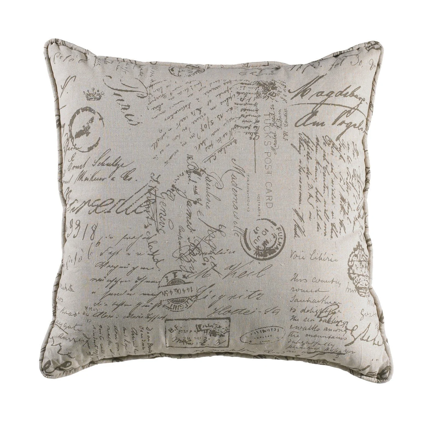 Selected Fairfield Printed Script Linen Euro Sham Next-Generation