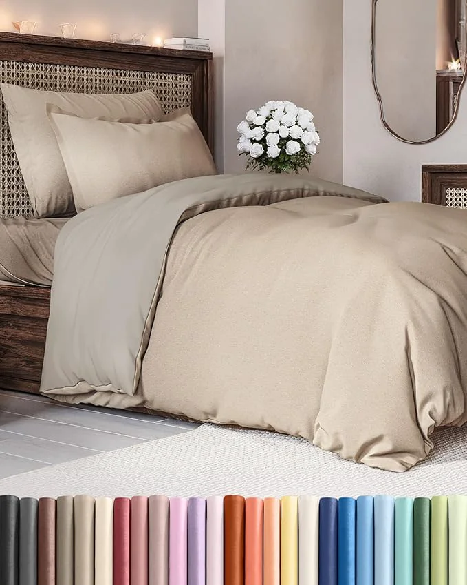 Detailed Duvet Cover Twin Twin XL Size Set – Extra Soft Twin Twin XL Duvet Cover 68 quot x 90 quot with 1 Pillow Sham – Hotel Luxury Fade w Zipper Closures amp Ties – Comfy Cozy amp Breathable Heathered Beige Fast