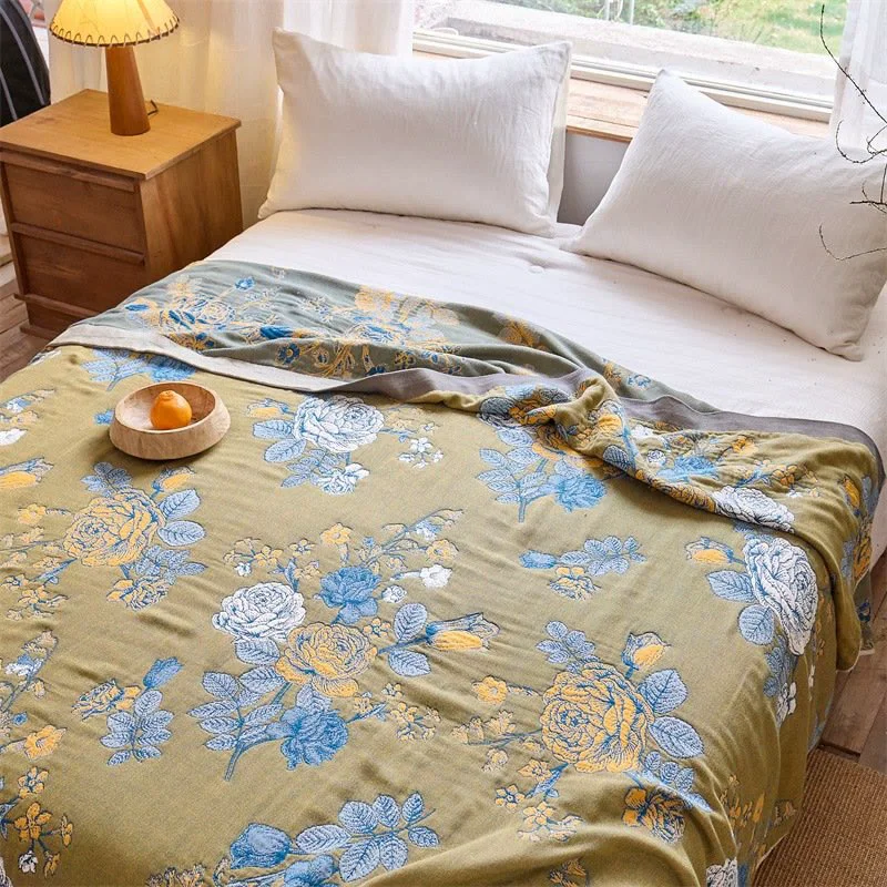 Professional Ownkoti Rose Jacquard Pure Cotton Quilt Blanket Contemporary