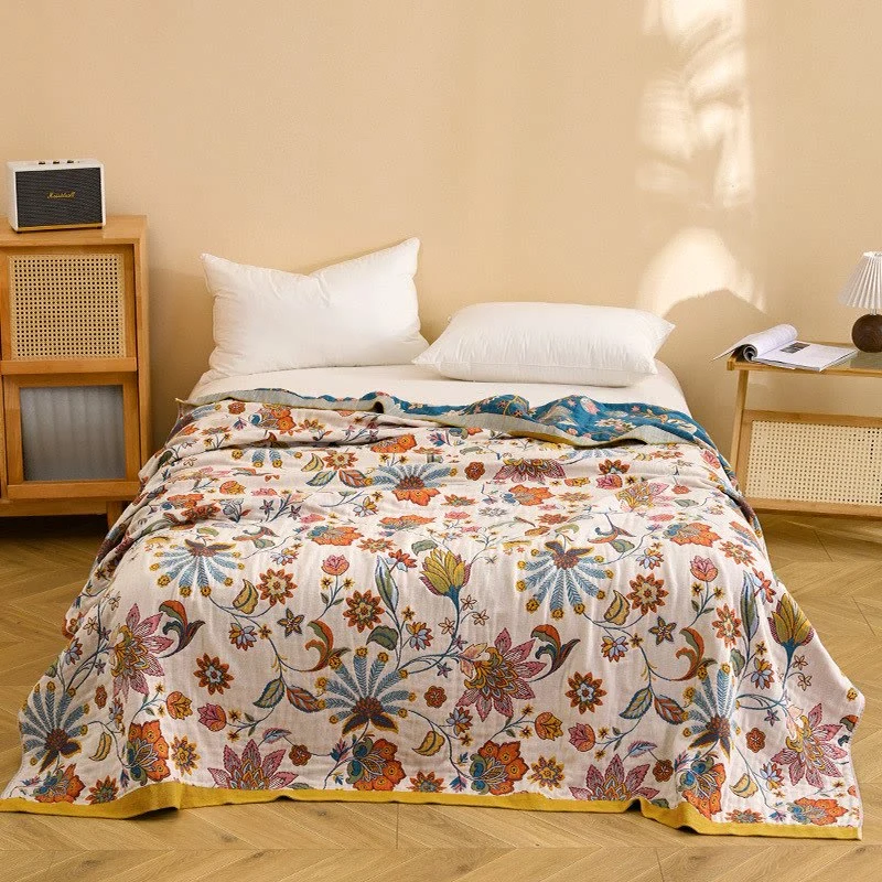 Refined Ownkoti Reversible Floral Cotton Gauze Quilt Blanket Unique