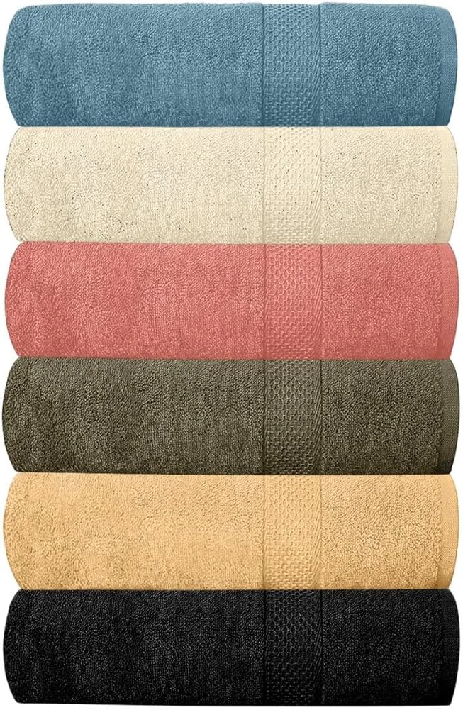 Enhanced QUBA LINEN Hotel Spa Cotton Bath Towels Pack of 6 Ultra Soft Quick Dry Expertly Made