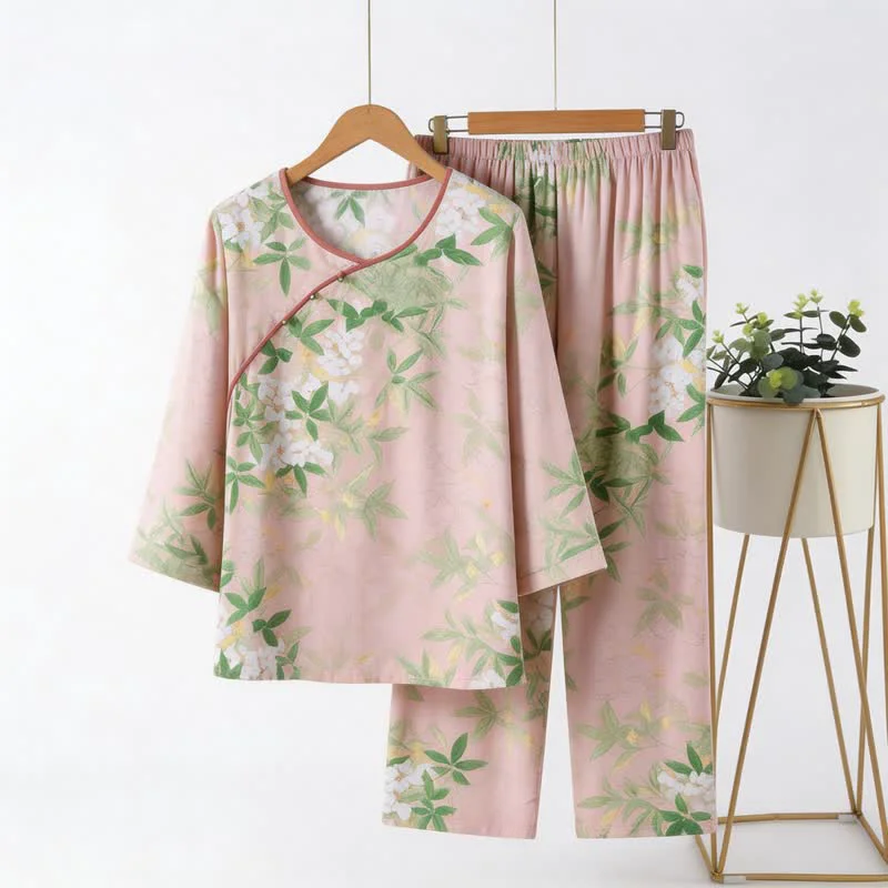 Powerful Ownkoti Oriental Floral amp Leaf Pajama Set Minimalist